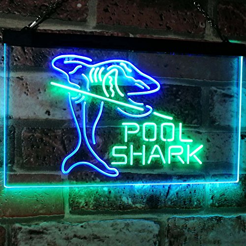 Billiards Pool Shark Dual LED Neon Light Sign